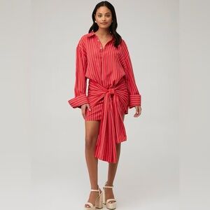 ANTHROPOLOGIE BARDOT MALIRA STRIPED RED AND WHITE MINI DRESS SIZE 10